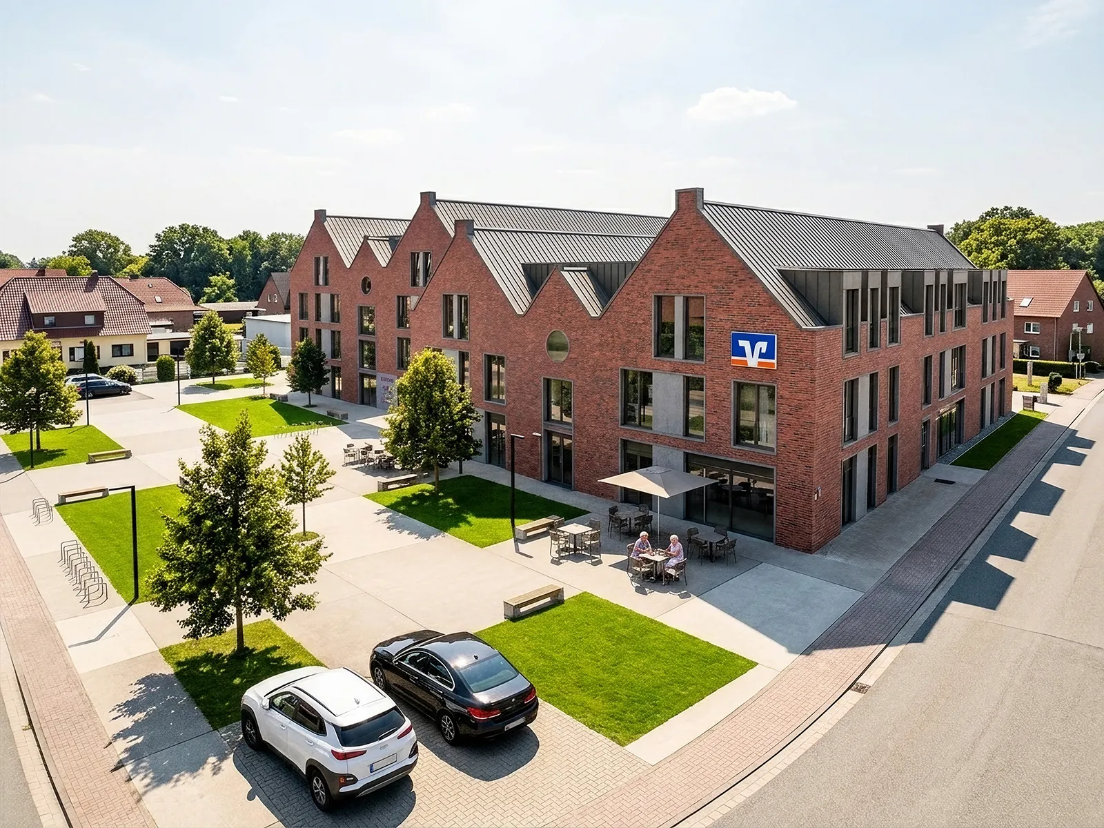 Außenvisualisierung eines neu geplanten Gemeindezentrums in Schiffdorf