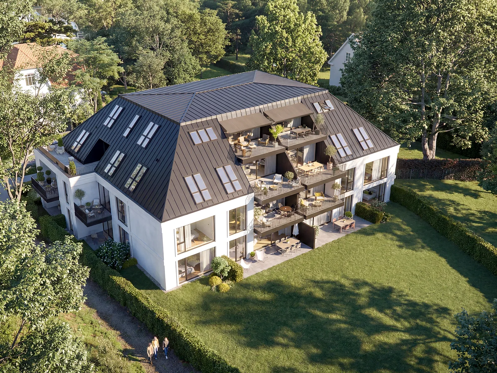 Vogelperspektive eines Wohnhauses mit exklusiven Wohnungen in Hamburg-Blankenese